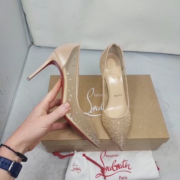 Christian Louboutin Follies Crystal Bridal Wedding Strass Pump - Picture 1 of 12